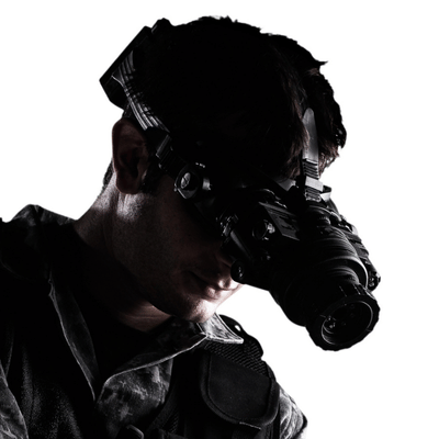 Person wearing advanced night vision goggles for field use, emphasizing night vision goggles storage tips