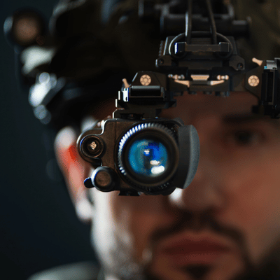 Man using night vision goggles, demonstrating the importance of night vision goggles storage tips